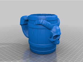 barril cráneo cuernos hacha cervecero Coozie 3d print model - Mito3D