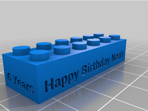 Noé 6th anniversaire brique personnalisé 3d print model - Mito3D
