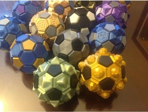 multi color snap together Buckyball geometria poliedro scatto troncato icosaedro 3d print model - Mito3D