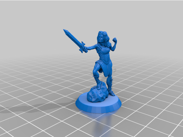 guerrero princesa 3dprintable mazmorras dragones combatiente humano miniatura 3D print model - Mito3D
