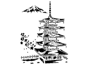 japanese pagoda stencil 3d print model - Mito3D