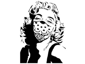 Marilyn monroe portant masque pochoir actrice coronavirus visage covid féministe signe 3d print model - Mito3D