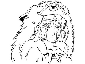 princess mononoke stencil anime wolf 3d print model - Mito3D