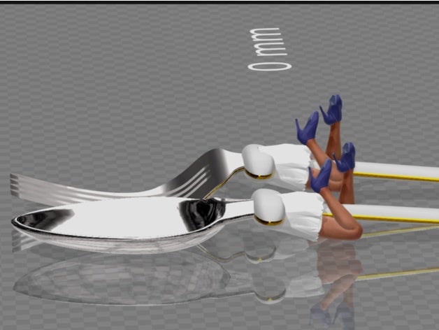 spoon fork girl - edition hannibal filament spool holder giraffe openforge 3D print model - Mito3D
