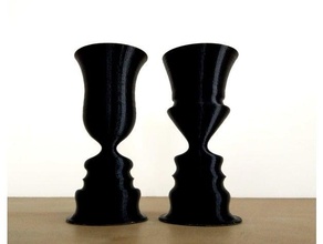 vase silhouette couple cup man shadow woman 3d print model - Mito3D