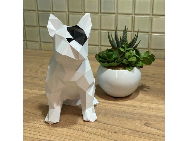 pirata francese bulldog frenchie franco lowpoly poli 3D print model - Mito3D