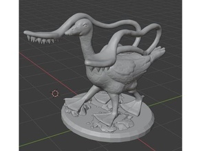 displacer goose animal chimera creature beast dnd mini miniature prop duck dungeons dragons dungeon fowl fun funny mount mounted mutant tentacles water wip 3d print model - Mito3D