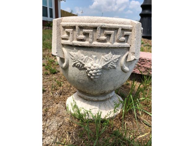 greek key grapes planter grecian style flowerpot flower pot vase urn vintage 3D print model - Mito3D