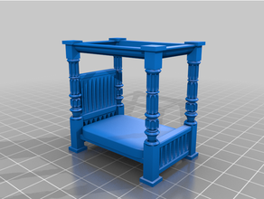 quarter scale four-poster bed 28mm dollhouse furniture miniature 3d print model - Mito3D