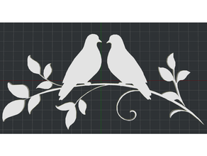 love birds 2d wall art bird doves wedding 3d print model - Mito3D