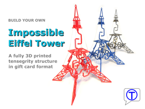 impossible eiffel tower - fully 3d printed tensegrity structure gift card format easy print architecture birthday cadeau christmas decoration ornament completely printable diy eiffeltower eiffelturm geschenk geschenkidee supportless tour 3d print model - Mito3D