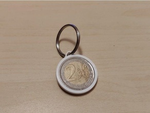 coin holder keychain 2 euro 2euro bracket cash cent chain cool dollar emergency eur key nice spare 3d print model - Mito3D