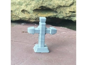 cross gravestone graveyard headstone 28mm tabletop gaming cemetary dnd pathfinder scatter terrain warhammer 3d print model - Mito3D