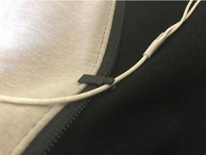 jacket zipper earbud wire holder 3d print model - Mito3D