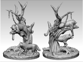 panther wolf remix cat jungle nature statue tree 3d print model - Mito3D