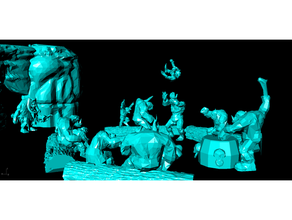 greenskins party - diorama orcs lowpoly 3d print model - Mito3D