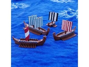Wikinger Schiffe erhebt Nachrichten Trireme asatru Boote Langschiff Marine Miniatur Kriegs Spiele Tischplatte Gaming Kriegsspiel 3d print model - Mito3D