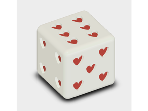 dice d6 hearts board game cute dd die valentines 3d print model - Mito3D