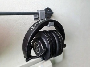 wall rail headphone holder headphones hanger hook 3d print model - Mito3D
