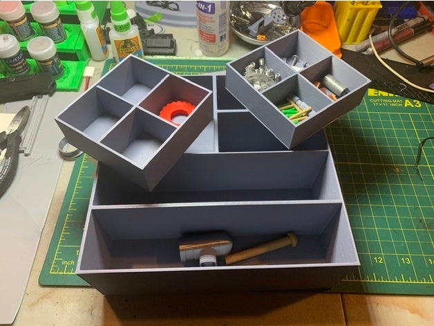 gordon's greebly box bits case custom customizable divider extra littlebits plastic size small parts storage store toolbox tool holder 3D print model - Mito3D