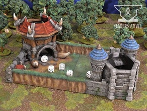 dice battlefields - orcish tower modular + tray boardgame boardgames board game wargame wargaming 3d print model - Mito3D