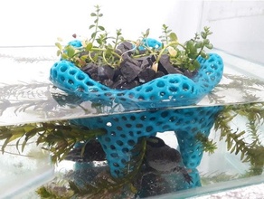 aquarium planteur aquariums grottes pot axolote axolotl grotte corail déco décoration décoratif élodée soutien intérieur 3d print model - Mito3D