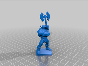 héroïque triste barbare Avancée hache dragons donjons fantaisie combattant Gameboy Jeux atelier héros quête marteau guerre guerrier 3d print model - Mito3D