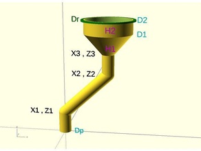funnel curved remix parametric 3d print model - Mito3D