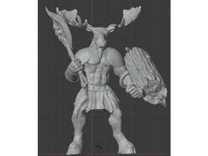 cervidae folk shatjan bone axe log shield dungeons dragons 3d print model - Mito3D
