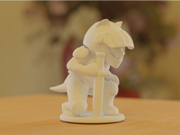 knight cat kneeling 3D print model - Mito3D