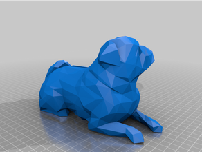 pug coinbank coin dog lowpoly piggy bank 3d print model - Mito3D