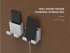 Mauer Telefon Halter Unterstützung Laden Lager Box montieren 3d print model - Mito3D