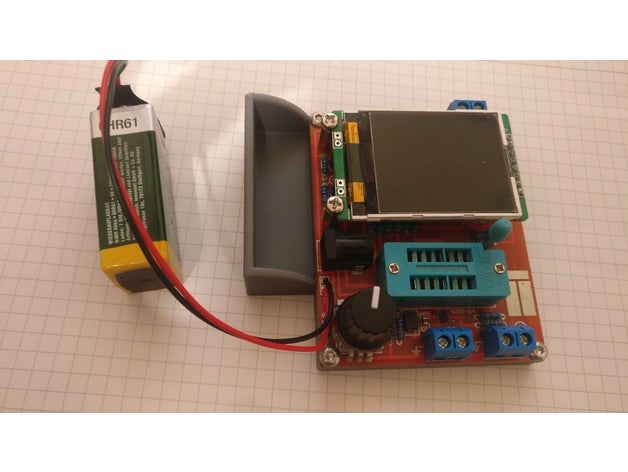 component tester backside battery holder 9v case esr meter gm328 transistortester transistor 3D print model - Mito3D