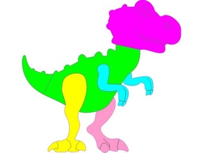 dinosaur puzzle - rex simple laser cut 3d print model - Mito3D