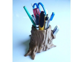 tree stump pen holder hole 3d print model - Mito3D