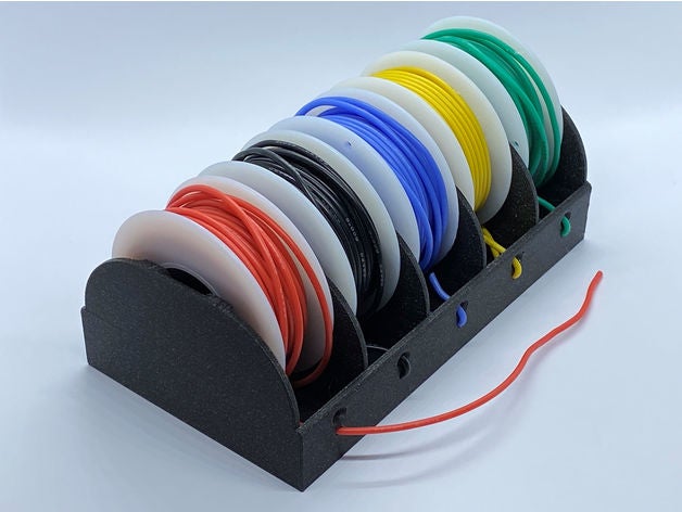 carretel suporte 5x awg22 silicone fio cabo gestão 3D print model - Mito3D