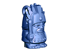 Aztek şef anahtarlık karikatür Zincir karakter Şirin şekil huysuz kask insan adam yüzük savaşçı 3d print model - Mito3D