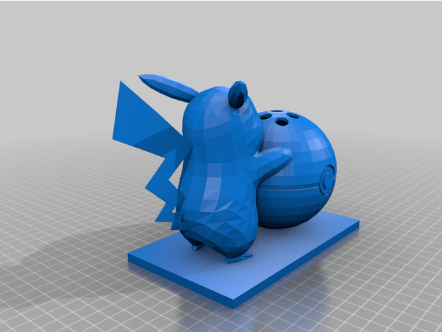pikachu pencil holder poly pokeball pokemon 3D print model - Mito3D