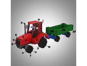 tracteur 3d puzzle 3d print model - Mito3D