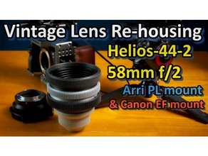 helios 44 2 55mm f2 vintage lente habitação mod arri pl monte cânone ef Câmera Helios 3d print model - Mito3D