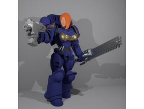 marie marine 40k astartes bolter chainsword female imperium infiltrator power armor space marines 3d print model - Mito3D