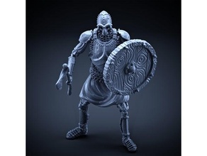 skeleton - heavy infantry axe + shield idle pose boardgame boardgames dnd miniature miniatures rpg tabletop gaming 3d print model - Mito3D