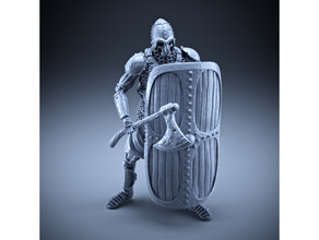 skeleton - heavy infantry axe + square shield defensive pose boardgame boardgames dnd miniature miniatures rpg tabletop gaming 3d print model - Mito3D