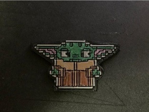 star wars mandalorian child-themed pxl8 pin baby yoda badge exclusive merchandise child foundling 3d print model - Mito3D