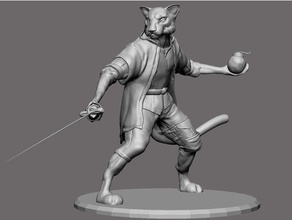 mags - tabaxi swashbuckler dnd miniature 3d print model - Mito3D