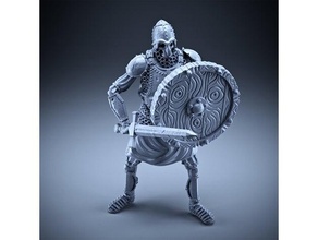 skeleton - heavy infantry sword + shield defensive pose boardgame boardgames dnd miniature miniatures 28mm rpg tabletop gaming 3d print model - Mito3D