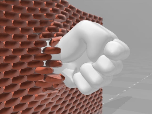 fist penetrating brick wall 3D print model - Mito3D