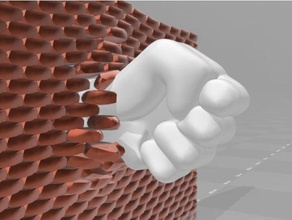 fist penetrating brick wall 3d print model - Mito3D