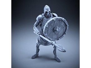 skeleton - heavy infantry spear + shield defensive pose boardgame boardgames dnd mini miniature miniatures 28mm rpg tabletop gaming 3d print model - Mito3D