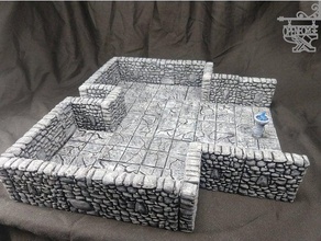 openforge 20 rough stone separate wall primary walls dnd tiles dungeon miniatures openlock pathfinder mini rpg ruined tabletop terrain tile 3d print model - Mito3D